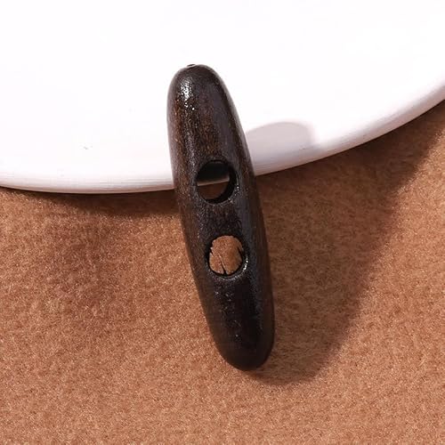 LIBERGA 50 Stück Holz Knöpfe, 2 Löcher, Langer Ovaler Streifenknopf für Kleidung Strickjacken Mäntel Bastelprojekte, Dunkelbraun, 60mm LIBERGA 50 Stück Holz Knöpfe, 2 Löcher, Langer Ovaler Streifenknopf für Kleidung Strickjacken Mäntel Bastelprojekte, Dunkelbraun, 60mm von LIBERGA