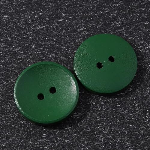 LIBERGA 50 Stück Holz Knöpfe, 2 Löcher, Runder Nähknöpfe für Kleidung Strickjacken Mäntel Bastelprojekte, Grün, 28mm von LIBERGA
