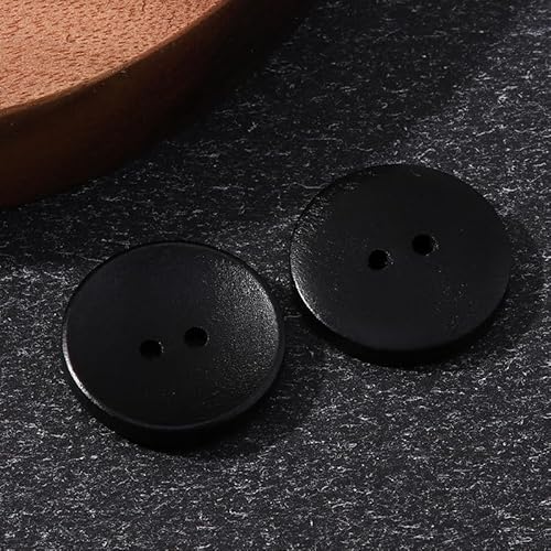 LIBERGA 50 Stück Holz Knöpfe, 2 Löcher, Runder Nähknöpfe für Kleidung Strickjacken Mäntel Bastelprojekte, Schwarz, 9mm LIBERGA 50 Stück Holz Knöpfe, 2 Löcher, Runder Nähknöpfe für Kleidung Strickjacken Mäntel Bastelprojekte, Schwarz, 9mm von LIBERGA