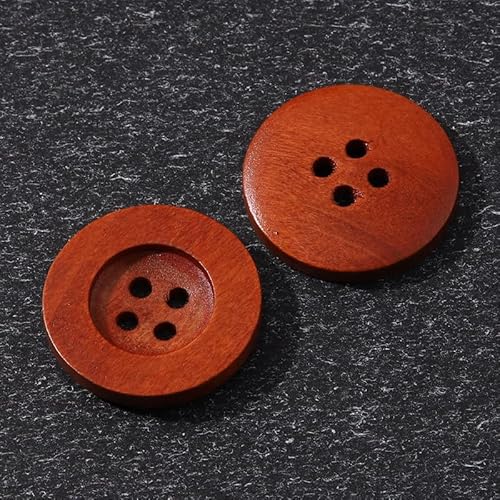 LIBERGA 50 Stück Holzknöpfe, 4 Löcher, runde Nähknöpfe für Kleidung, Strickjacken, Mantel, Bastelprojekte, 9 mm von LIBERGA