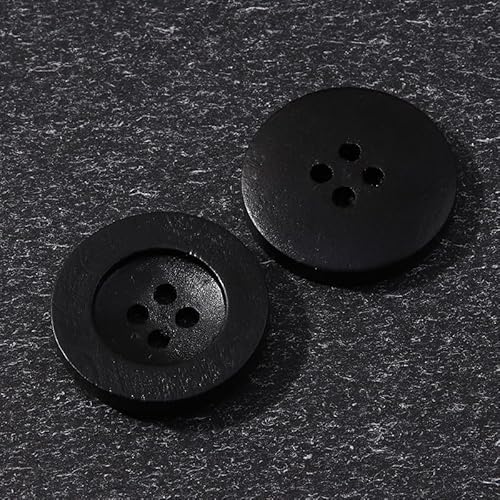 LIBERGA 50 Stück Holzknöpfe, 4 Löcher, runde Nähknöpfe für Kleidung, Strickjacken, Mantel, Bastelprojekte, schwarz, 30 mm LIBERGA 50 Stück Holzknöpfe, 4 Löcher, runde Nähknöpfe für Kleidung, Strickjacken, Mantel, Bastelprojekte, schwarz, 30 mm von LIBERGA