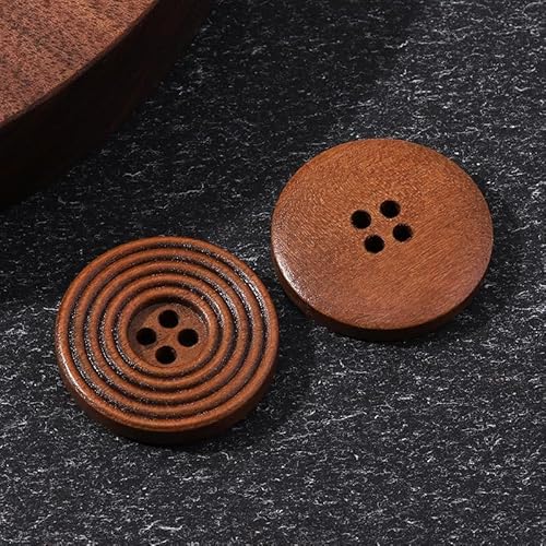 LIBERGA 50 Stück Runde Holz Knöpfe, 4 Löcher, Nähknöpfe für Kleidung Strickjacken Mantel Bastelprojekte, 20mm von LIBERGA