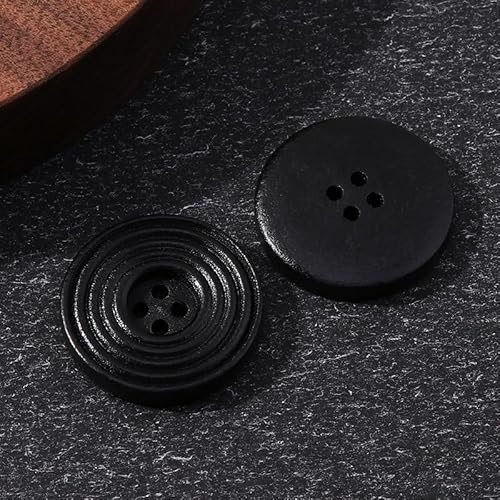 LIBERGA 50 Stück Runde Holz Knöpfe, 4 Löcher, Nähknöpfe für Kleidung Strickjacken Mantel Bastelprojekte, Schwarz, 15mm LIBERGA 50 Stück Runde Holz Knöpfe, 4 Löcher, Nähknöpfe für Kleidung Strickjacken Mantel Bastelprojekte, Schwarz, 15mm von LIBERGA