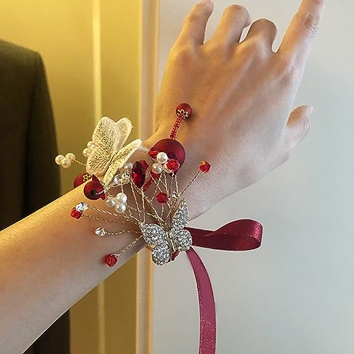 LIBERGA Gestickte Schmetterlings Handgelenk Corsage Für Hochzeit, Brautjungfer, Braut, Handgelenk Blume Abschlussball Party Dekoration Handblume LIBERGA Gestickte Schmetterlings Handgelenk Corsage Für Hochzeit, Brautjungfer, Braut, Handgelenk Blume Abschlussball Party Dekoration Handblume von LIBERGA