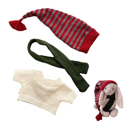 LICHADUOLE 3-teiliges Puppenkleidungsset für Hummeln und Hasen, Stofftier-Outfits passend für 22,9 - 30,5 cm große Teddybär-Kleidung, Kleidung nur ohne Puppe. (3-teiliges Set enthält 1 Mütze, 1 Schal LICHADUOLE 3-teiliges Puppenkleidungsset für Hummeln und Hasen, Stofftier-Outfits passend für 22,9 - 30,5 cm große Teddybär-Kleidung, Kleidung nur ohne Puppe. (3-teiliges Set enthält 1 Mütze, 1 Schal von LICHADUOLE