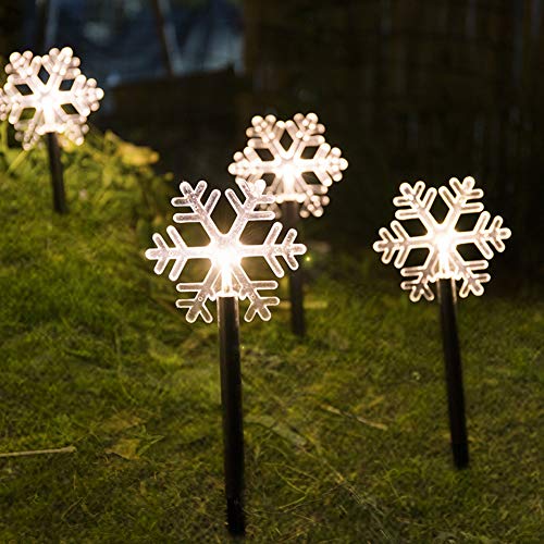 5 Pcs Solar Weihnachtslichter Außen, Solar Lichterkette Außen LED Garten Leuchtstäbe Stern Acryl Sterne Gartenstecker Balkon Weihnachts Deko Außen für Garten, Bäume, Terrasse, Hochzeit von LICHENGTAI