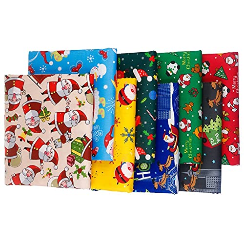 8 Stück Baumwollstoff Weihnachten, Weihnachtsmotiv Patchworkstoff Weihnachten Stoffpakete Patchwork Stoffe Baumwolle, Stoffe zum Nähen, Patchwork Stoffpaket zum Quilten DIY Basteln Handwerken, 50cm von LICHENGTAI