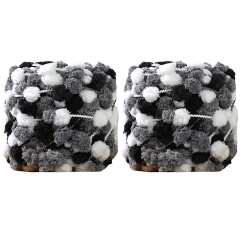 LICHENGTAI 100g/Rolle Pom Pom Häkelgarn, 2 Bände Mehrfarbige Garne Häkel-Strickgarn Weiches leichtes Garn für Stricken von handgefertigten Deckenmatten für Mütze Schal Umschlagtuch Pullover LICHENGTAI 100g/Rolle Pom Pom Häkelgarn, 2 Bände Mehrfarbige Garne Häkel-Strickgarn Weiches leichtes Garn für Stricken von handgefertigten Deckenmatten für Mütze Schal Umschlagtuch Pullover von LICHENGTAI