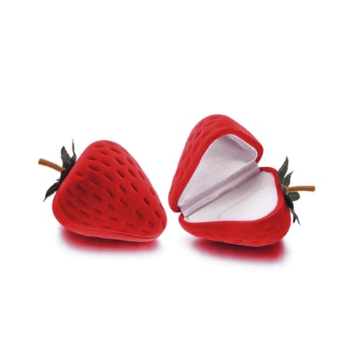 LICHENGTAI 2 Stück Ring Geschenkbox, Erdbeere Form Ohrring Schmuck Box Ringkissen Schmuckschatulle Verlobungsringe Ring Box für Hochzeit, Engagement, Vorschlag, Geburtstag von LICHENGTAI