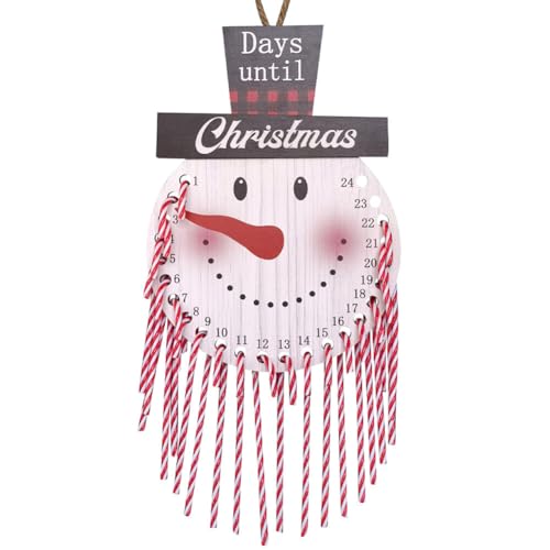 LICHENGTAI 2023 Adventskalender Holz Christmas Countdown mit 24 Zuckerstangen-Ornamenten Weihnachtsanhänger Weihnachtsschmuck Geschenk Christsbaum Fenster Schmuck Adventskalender Countdown Kalender von LICHENGTAI