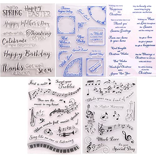 LICHENGTAI 5 Blätter Silikonstempel Set, Clear Stamps Buchstaben und Zahlen Stempel Silikon Clear Stamps Deutsch für DIY Bullet Journal Scrapbooking Fotoalbum Kinder Stempelset von LICHENGTAI