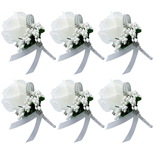 LICHENGTAI 6 Stück Rose Boutonniere Hochzeit Blumen Corsage Handgemachte Braut Bräutigam Brautjungfer Corsage Bouquet für Hochzeit Abschlussball Party Damen Herren Anzug Dekoration LICHENGTAI 6 Stück Rose Boutonniere Hochzeit Blumen Corsage Handgemachte Braut Bräutigam Brautjungfer Corsage Bouquet für Hochzeit Abschlussball Party Damen Herren Anzug Dekoration von LICHENGTAI