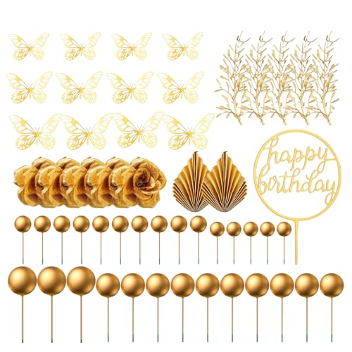 LICHENGTAI Boho Cake Topper, 53 Stück Torte Gold Kugeln Dekorationen Schmetterlinge Kuchen deko Baby Dusche Party Dekoration für Geburtstag Hochzeit Valentinstag Baby Party LICHENGTAI Boho Cake Topper, 53 Stück Torte Gold Kugeln Dekorationen Schmetterlinge Kuchen deko Baby Dusche Party Dekoration für Geburtstag Hochzeit Valentinstag Baby Party von LICHENGTAI