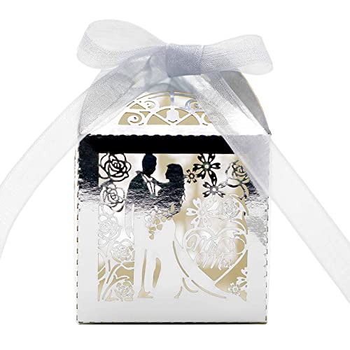 LICHENGTAI Hochzeit Geschenkbox für Gäste, 50 Stück Gastgeschenk Schachtel Quadratisch, Süßigkeit Kästen Gastgeschenk Box Schachtel Geschenkbox DIY Bonbon Box für Hochzeit Party Tischdeko von LICHENGTAI