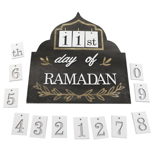 LICHENGTAI Ramadan Kalender aus Holz, 30 Tage Ramadan Countdown Kalender Eid Mubara Adventskalender Tischkalender DIY Eid Dekorationen für Ramadan Partys Zuhause Deko von LICHENGTAI