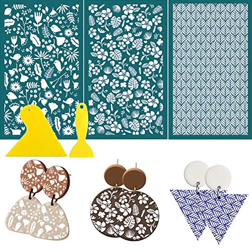 LICHENGTAI Siebdruckschablonen für Polymer Clay, Wiederverwendbare Netzschablonen Transfer Waschbare Schablonen Siebschablone Siebdruck Kit für DIY Polymer Clay Schmuckherstellung LICHENGTAI Siebdruckschablonen für Polymer Clay, Wiederverwendbare Netzschablonen Transfer Waschbare Schablonen Siebschablone Siebdruck Kit für DIY Polymer Clay Schmuckherstellung von LICHENGTAI