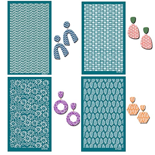 LICHENGTAI Siebschablone für Polymer Clay, Wiederverwendbare Musterschablonen Netzschablonen Transfer Waschbare Schablonen Siebschablone Siebdruck Kit für Schmuck Ohrringherstellung Aus Polymerton LICHENGTAI Siebschablone für Polymer Clay, Wiederverwendbare Musterschablonen Netzschablonen Transfer Waschbare Schablonen Siebschablone Siebdruck Kit für Schmuck Ohrringherstellung Aus Polymerton von LICHENGTAI