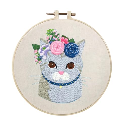 LICHENGTAI Sticken für Anfänger, Katze Muster Stickerei Werkzeugsatz DIY Handgemachte Katze Cross Stitch Embroidery Starter Kit für Erwachsene Anfänger LICHENGTAI Sticken für Anfänger, Katze Muster Stickerei Werkzeugsatz DIY Handgemachte Katze Cross Stitch Embroidery Starter Kit für Erwachsene Anfänger von LICHENGTAI