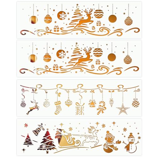 LICHENGTAI Weihnacht Bemalung Schablonen, 4 Stück Christmas Painting Templates PET Zeichnungsschablonen 50CM x 14CM Wiederverwendbare Schablonen für Weihnachten Maskerade Partys LICHENGTAI Weihnacht Bemalung Schablonen, 4 Stück Christmas Painting Templates PET Zeichnungsschablonen 50CM x 14CM Wiederverwendbare Schablonen für Weihnachten Maskerade Partys von LICHENGTAI