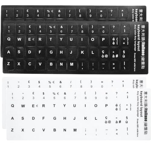 LICHUANUK 4 Stück italienische Aufkleber, italienische Aufkleber, italienische Aufkleber, geeignet für jede Standard-Tastatur, italienische Aufkleber (2 x Schwarz, 2 x Weiß) von LICHUANUK