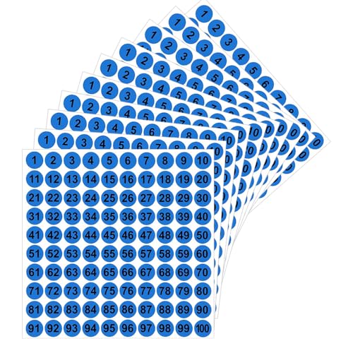 LICQIC 1-100 Zahlen Nummern Aufkleber Sticker Klebezahlen, 10 Blatt 10mm, 1000 Stück von LICQIC