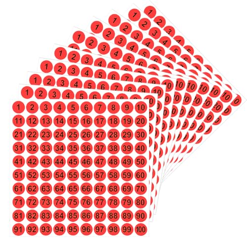 LICQIC 1-100 Zahlen Nummern Aufkleber Sticker Klebezahlen, 10 Blatt 10mm, 1000 Stück von LICQIC