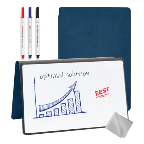 LICQIC A5 Tragbarer, trocken abwischbarer Whiteboard-Notizblock, wiederverwendbares Whiteboard-Notizbuch mit Stift und Reinigungstuch für Büro, Business, Studium, Meeting (Blau) von LICQIC