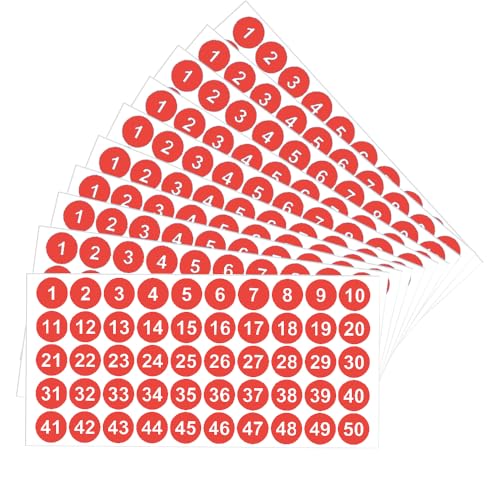 LICQIC Zahlen Aufkleber 1 bis 50, Klebezahlen Wetterfest Zahlenaufkleber, Zahlen zum Aufkleben für Inventarsortierung Organisation, 10 Blatt 25mm, 500 Stück LICQIC Zahlen Aufkleber 1 bis 50, Klebezahlen Wetterfest Zahlenaufkleber, Zahlen zum Aufkleben für Inventarsortierung Organisation, 10 Blatt 25mm, 500 Stück von LICQIC