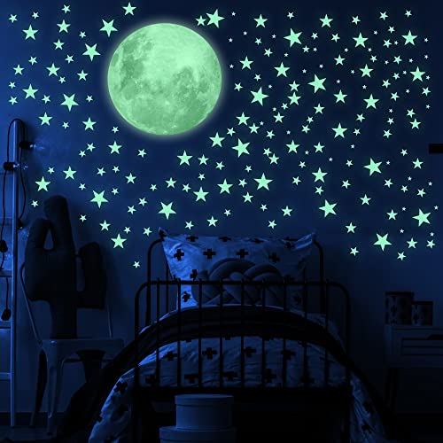 Leuchtende Sterne und Mond, Wandaufkleber für Kinder, Aufkleber die das Kinderzimmer erhellen, fluoreszierender und im Dunkeln leuchtender Sternenhimmel-Aufkleber Leuchtende Sterne und Mond, Wandaufkleber für Kinder, Aufkleber die das Kinderzimmer erhellen, fluoreszierender und im Dunkeln leuchtender Sternenhimmel-Aufkleber von LIDERSTAR