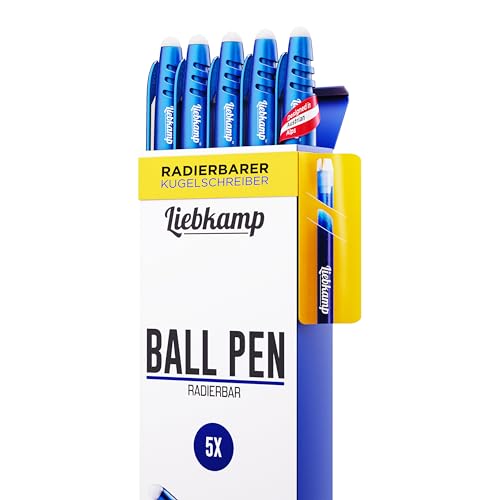 LIEBKAMP Ball Pen [5 Stk] Radierbarer Kugelschreiber, Tintenroller Radierbar, Gelstifte Radierbar, Radierstift, Erasable Pen, Gelschreiber Radierbar von LIEBKAMP