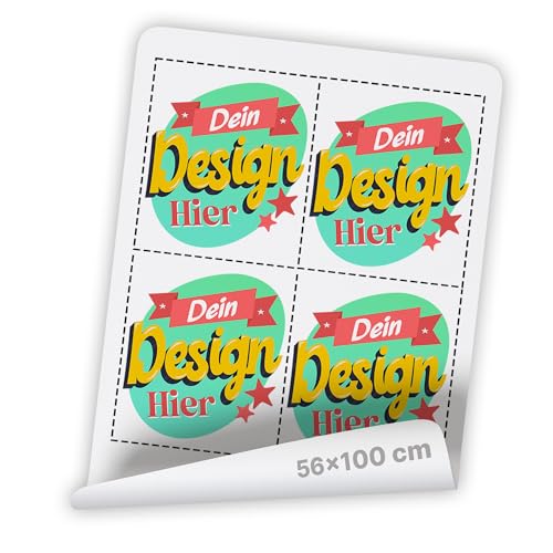 DTF-Transfer Bügelfolie personalisierbar – Bügelfolie für Textildruck mit Wunschtext oder Bild – Transferfolie, Bügelbild Druckbogen zum T-Shirt Hoodie bedrucken (56 x 100cm) von LIEBTASTISCH