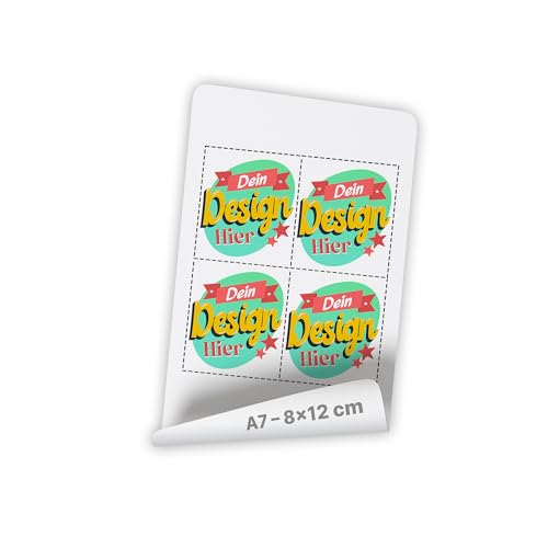 DTF-Transfer Bügelfolie personalisierbar – Bügelfolie für Textildruck mit Wunschtext oder Bild – Transferfolie, Bügelbild Druckbogen zum T-Shirt Hoodie bedrucken (8 x 12cm - A7) von LIEBTASTISCH