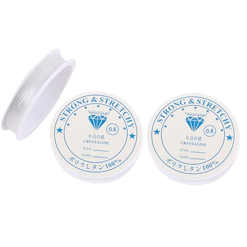 2 Rolle Elastische Schmuckfaden, 0,8mm+0,6mm Transparente Perlen Faden, Nylonschnur für Armbänder, Elastisches Band für Schmuckherstellung Armbänder Perlen DIY Armbänder von LIERFIS