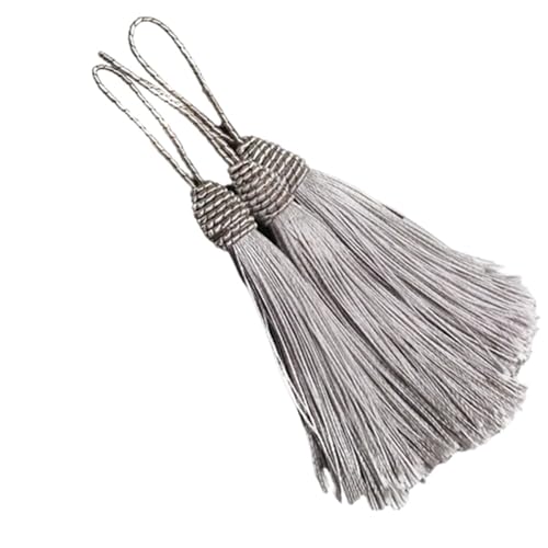 10 Stück Quaste aus Polyesterseide, grau-rosa, Schraubkugelquasten, Fransen for Basteln von Schmuck, DIY, Nähen, Kleidung, Anhänger(Gray) von LIFABOLA