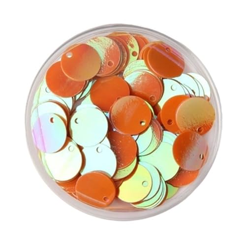 10 g Pailletten for kreativen Basteln, 10–30 mm flache, runde, lose Pailletten aus PVC, Pailletten for Kleidung, Schmuck, Nähen, Hochzeiten(Orange,10mm) von LIFABOLA