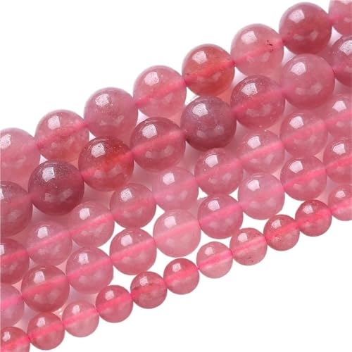 38 cm lose Abstandsperlen, 4 6 8 10 12 mm DIY-Zubehörperlen, 15 Zoll natürliche Achat-Steinperlen, runde Perlen(Strawberry Jade,8mm x 45) von LIFABOLA