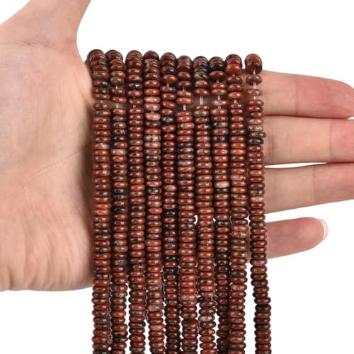 155 Stück 6 x 2 mm natürliche rote Sesam-Jaspis-Scheiben-Rondelle-Abstandshalter Halbedelstein, lose Steinperlen für Schmuckherstellung, 38,1 cm 155 Stück 6 x 2 mm natürliche rote Sesam-Jaspis-Scheiben-Rondelle-Abstandshalter Halbedelstein, lose Steinperlen für Schmuckherstellung, 38,1 cm von LIFAVOVY