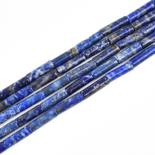 Echte Lapislazuli-Rohrzylinder, 4 x 13 mm, 38,1 cm/Strang, lose Perlen für Schmuckherstellung von LIFAVOVY