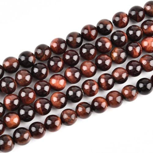 Echte rote Tigerauge-Perlen für Schmuckherstellung, Edelstein, Halbedelstein, rund, 6 mm Strang, 38,1 cm (60–65 Stück) von LIFAVOVY