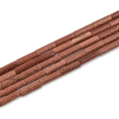 Goldsandsteinröhre, Zylinder, 4 x 13 mm, 28 Stück, Natursteine, Halbedelstein, lose Perlen, 38,1 cm von LIFAVOVY