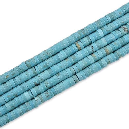 Heishi-Disc-Rondelle-Abstandshalter, Halbedelstein, lose Perlen für Schmuckherstellung, 5 x 2 mm, natürlich, blau, türkis, 170 Stück von LIFAVOVY