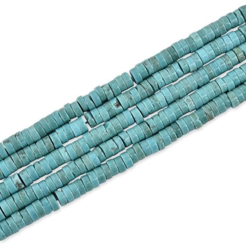 Heishi-Disc-Rondelle-Abstandshalter, Halbedelstein, lose Perlen für Schmuckherstellung, 5 x 2 mm, natürlich, türkis, 170 Stück von LIFAVOVY