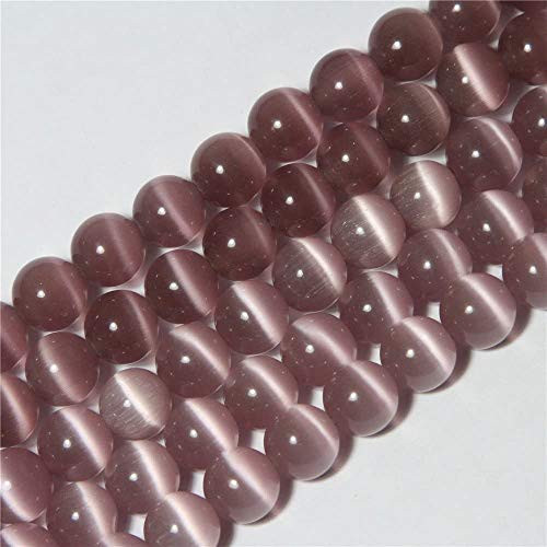 Hellviolette Katzenaugen-Perlen, rund, 10 mm, Halbedelstein, lose Perlen für Schmuckherstellung (38–40 Stück/Strang) von LIFAVOVY