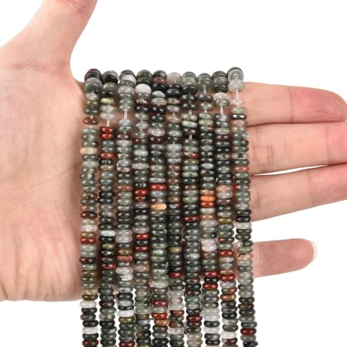 Natürliche afrikanische Blutstein-Scheiben-Abstandshalter Halbedelstein, lose Steinperlen für Schmuckherstellung, 6 x 2 mm, 155 Stück von LIFAVOVY