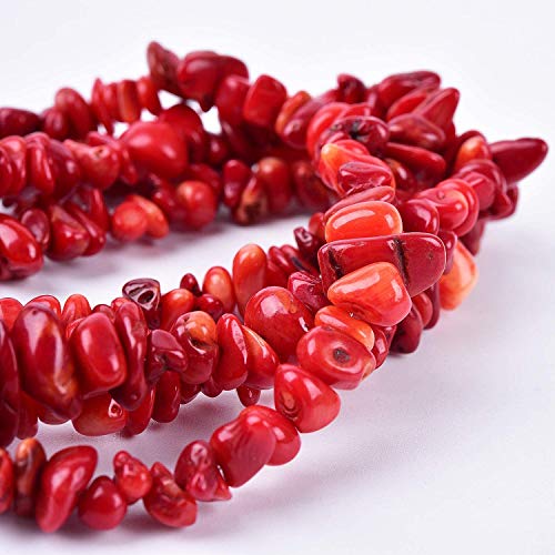 Rote Korallen-Perlen, 5–8 mm, unregelmäßig geformt, Trommelsteine, lose Perlen für Schmuckherstellung, 1 Strang, 81,3 cm von LIFAVOVY
