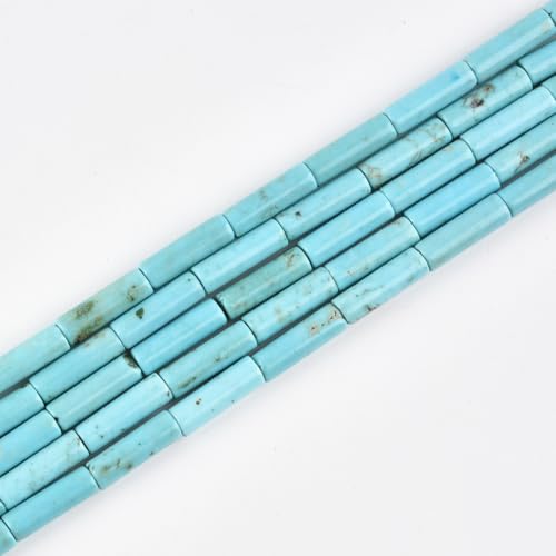 Türkisfarbene Röhren-Perlen, 4 x 13 mm, 30 Stück, Naturstein-Halbedelstein, lose Perlen, 38,1 cm von LIFAVOVY