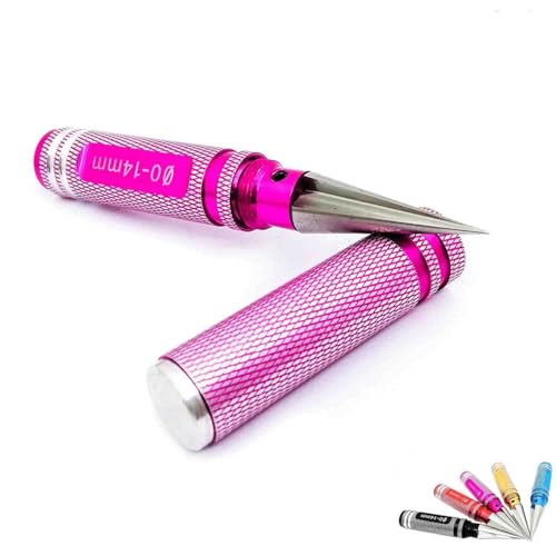 Exteriorm Multipurpose Manual Hole Punch,Steel Metal Universal 0-14mm Hole Puncher Reamer,Aluminum Alloy Expanding Hole-Puncher for Leather, Crafts, Metal, Plastic (Pink) von LIFECOSM