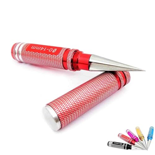 Exteriorm Multipurpose Manual Hole Punch,Steel Metal Universal 0-14mm Hole Puncher Reamer,Aluminum Alloy Expanding Hole-Puncher for Leather, Crafts, Metal, Plastic (Red) von LIFECOSM