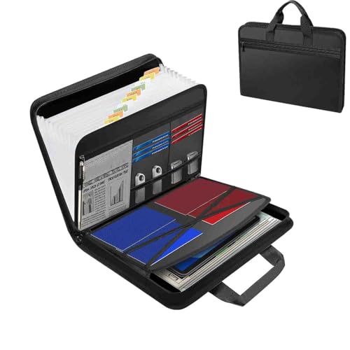 Rushclick File Folder, Rushclick File Folder Organizer, Large Capacity A4 Fireproof and Waterproof File Folders with Handle with Secure Zipper Closure for A4/Letter Documents (1Pc) von LIFECOSM