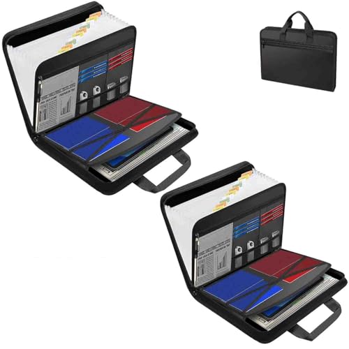 Rushclick File Folder, Rushclick File Folder Organizer, Large Capacity A4 Fireproof and Waterproof File Folders with Handle with Secure Zipper Closure for A4/Letter Documents (2Pcs) von LIFECOSM